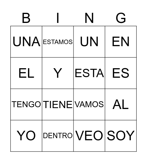 PALABRAS DE USO FRECUENTE (1) Bingo Card