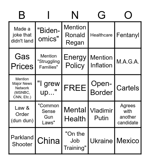 GOP Bingo 2023 Bingo Card