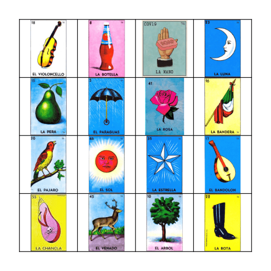 National Hispanic Heritage Month Loteria! Bingo Card