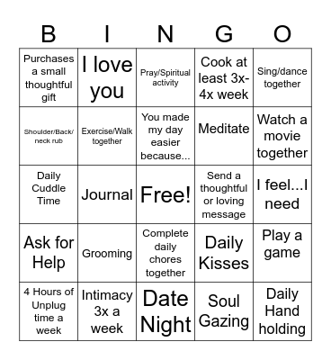 Terrance and Brittany Love Bingo Card