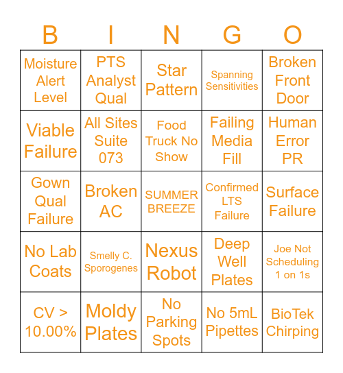 Spooky QC Bingo Card