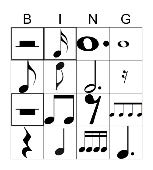 Notes & Rests Bingo Card