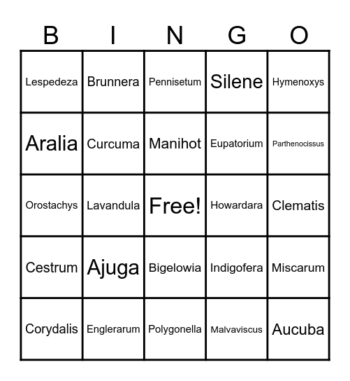 Botanical Bingo 3 Bingo Card
