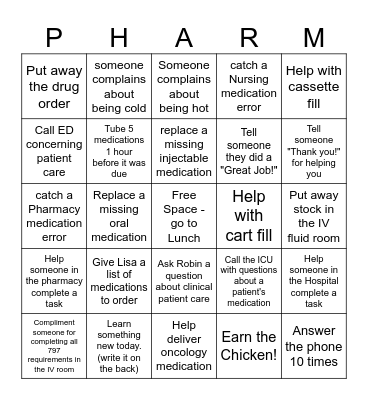 PHARMACY WEEK BINGO Card