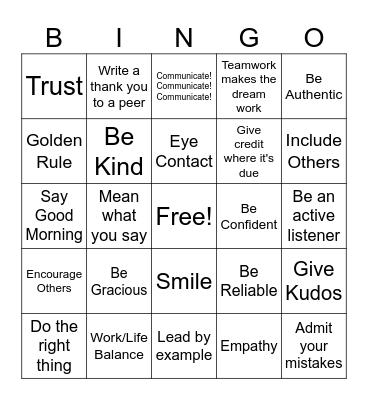 Test V 5 Bingo Card