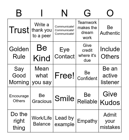 Test V 5 Bingo Card