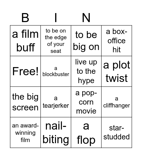 Films Bingo Card