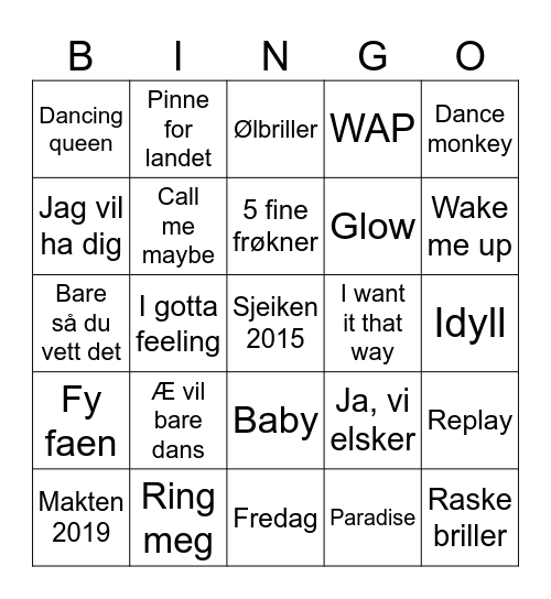 MUSIKKBINGO Card