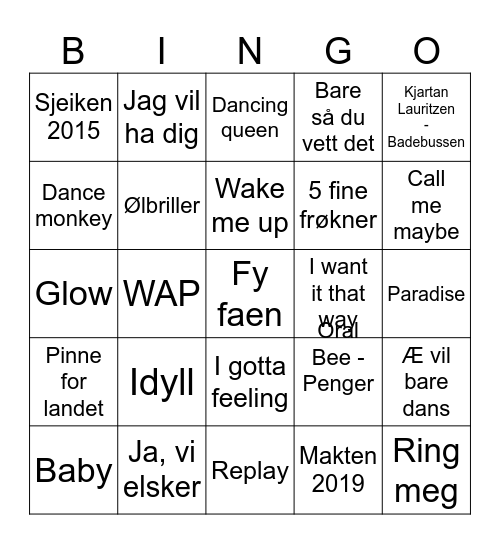 MUSIKKBINGO Card