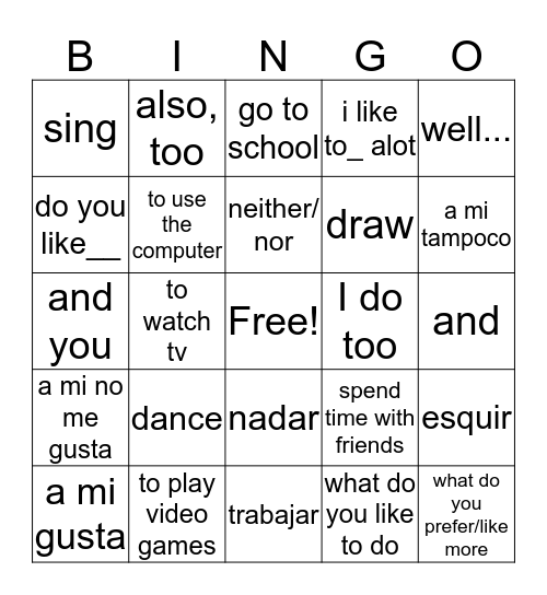 Imani Nelson  Bingo Card