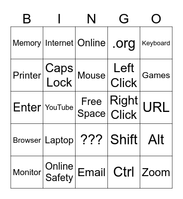 Laptop Bingo Card