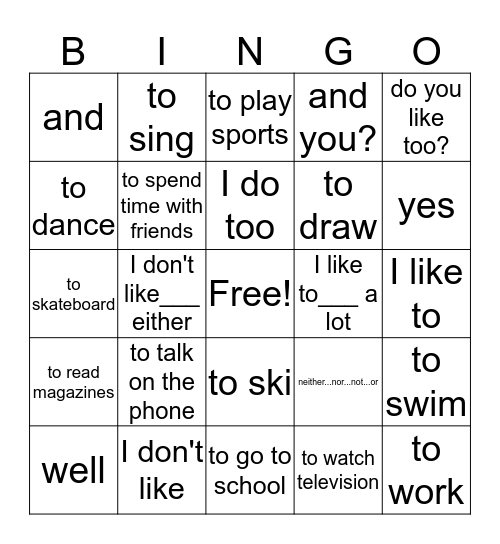 Callie Mills Bingo Card