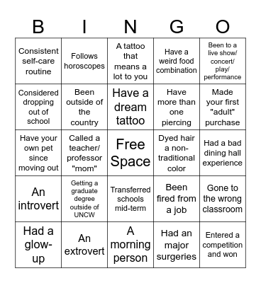 Ice-Breaker Bingo Card