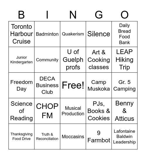 PC BINGO Card