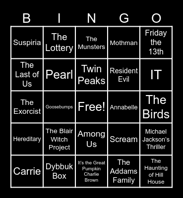 Halloween Bingo Night! Bingo Card