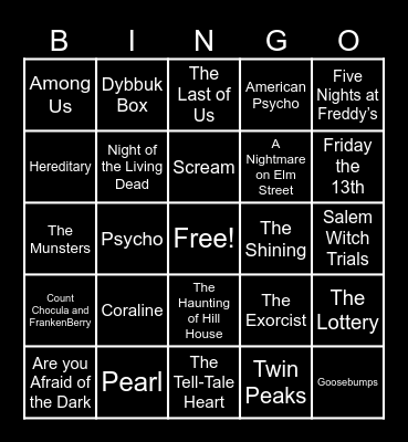 Halloween Bingo Night! Bingo Card