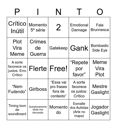 PINTO - CAPA DURA Bingo Card