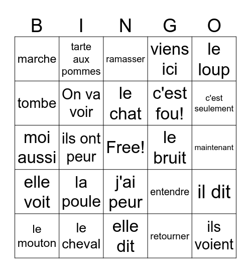 La Poule Maboule et le grand bruit Bingo Card