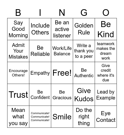 Share the Respect v5 Bingo Card