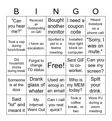 Michaels Customer Service Bingo Card