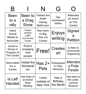 RiseOut Bingo Card