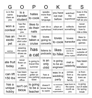 Human Bingo Card