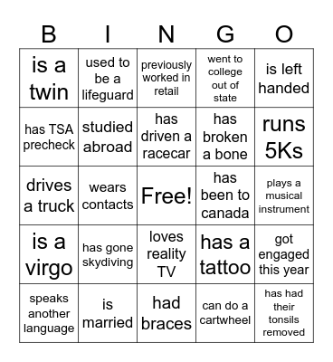 Thursday Breakfast - Find Someone Who... Bingo Card