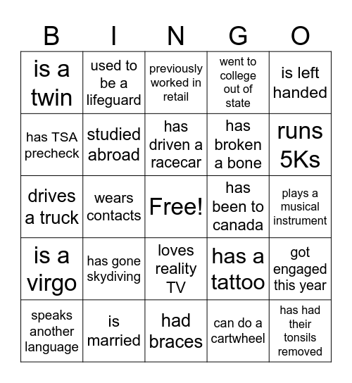 Thursday Breakfast - Find Someone Who... Bingo Card