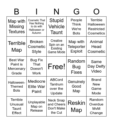 GB Halloween Bingo Card