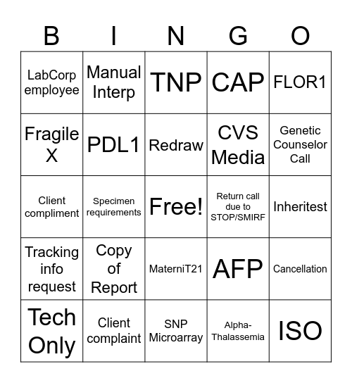 Client Service Week BINGO Card