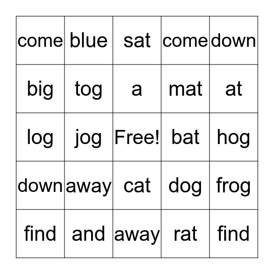 Word Bingo Card