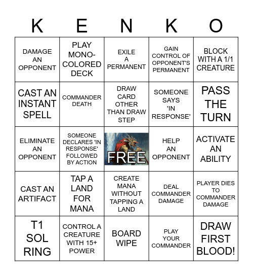KRENKO! Bingo Card