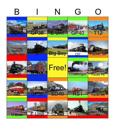 Union Pacific and its Predecessors Bingo Card