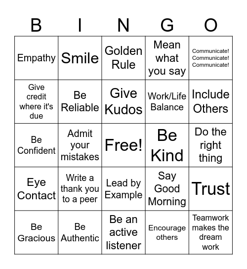 Share the Respect V17 Bingo Card