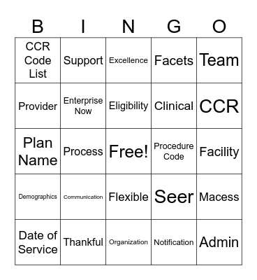 2023 CCR CAC Week Celebration! Bingo Card