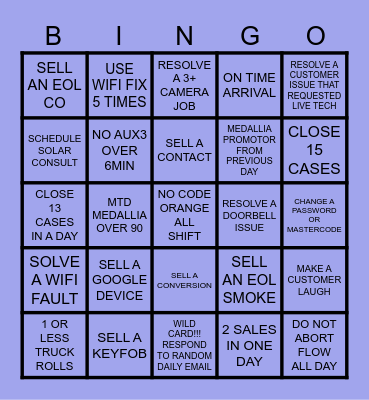 VIRTUAL SERVICE BINGO Card
