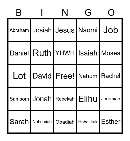 BIBLE Bingo Card