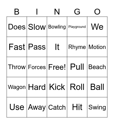 Vocabulary Bingo Card