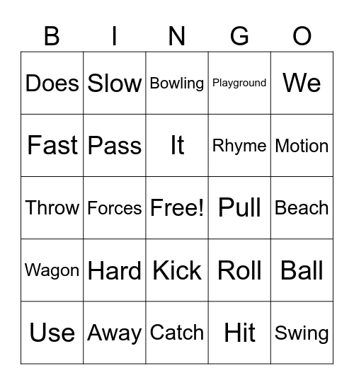 Vocabulary Bingo Card