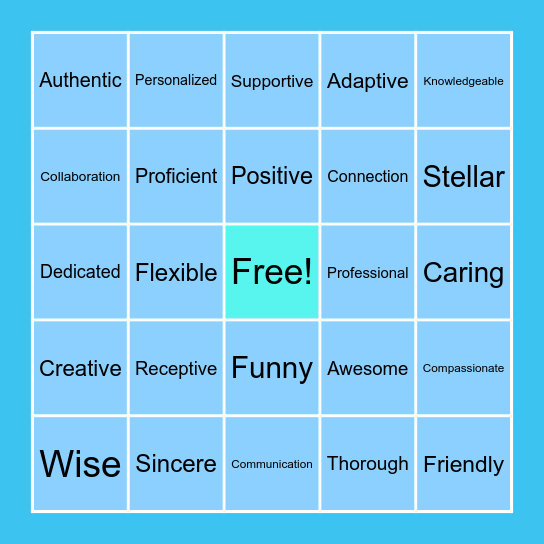 Customer Service Bingo Card