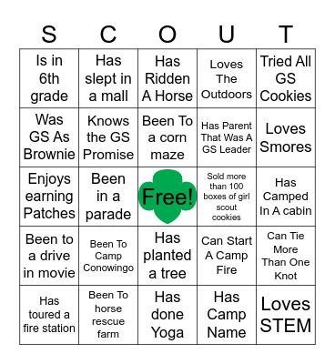 Girl Scout Bingo Card