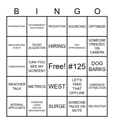 West Region BINGO Card