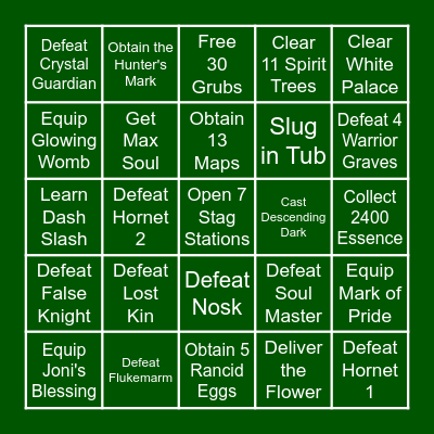 Hollow Knight Stream Bingo! Bingo Card