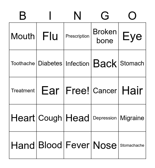 Health Bingo Card