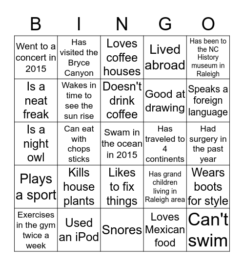 Game Day  Bingo Card