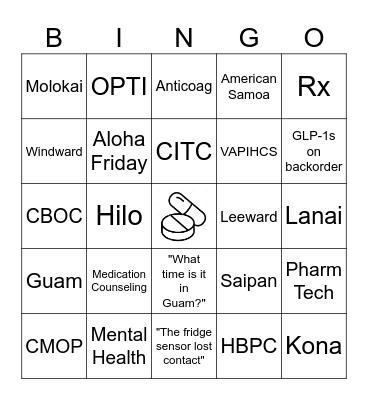 Pharmacy Week BINGO Card