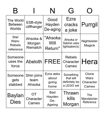 Ahsoka Finale Bingo! Bingo Card
