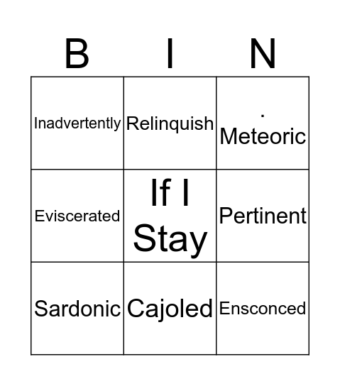 If I Stay Bingo Card