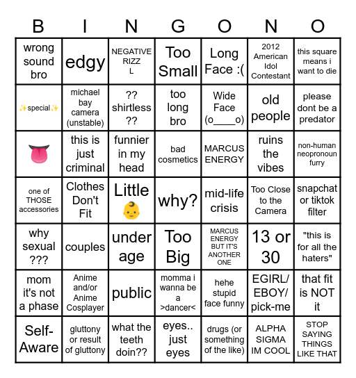 TIKTOK CRINGO Bingo Card