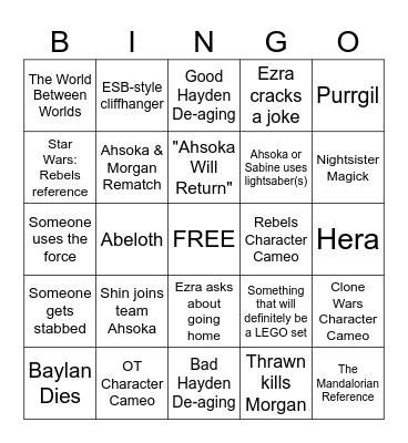 Ahsoka Finale Bingo! Bingo Card